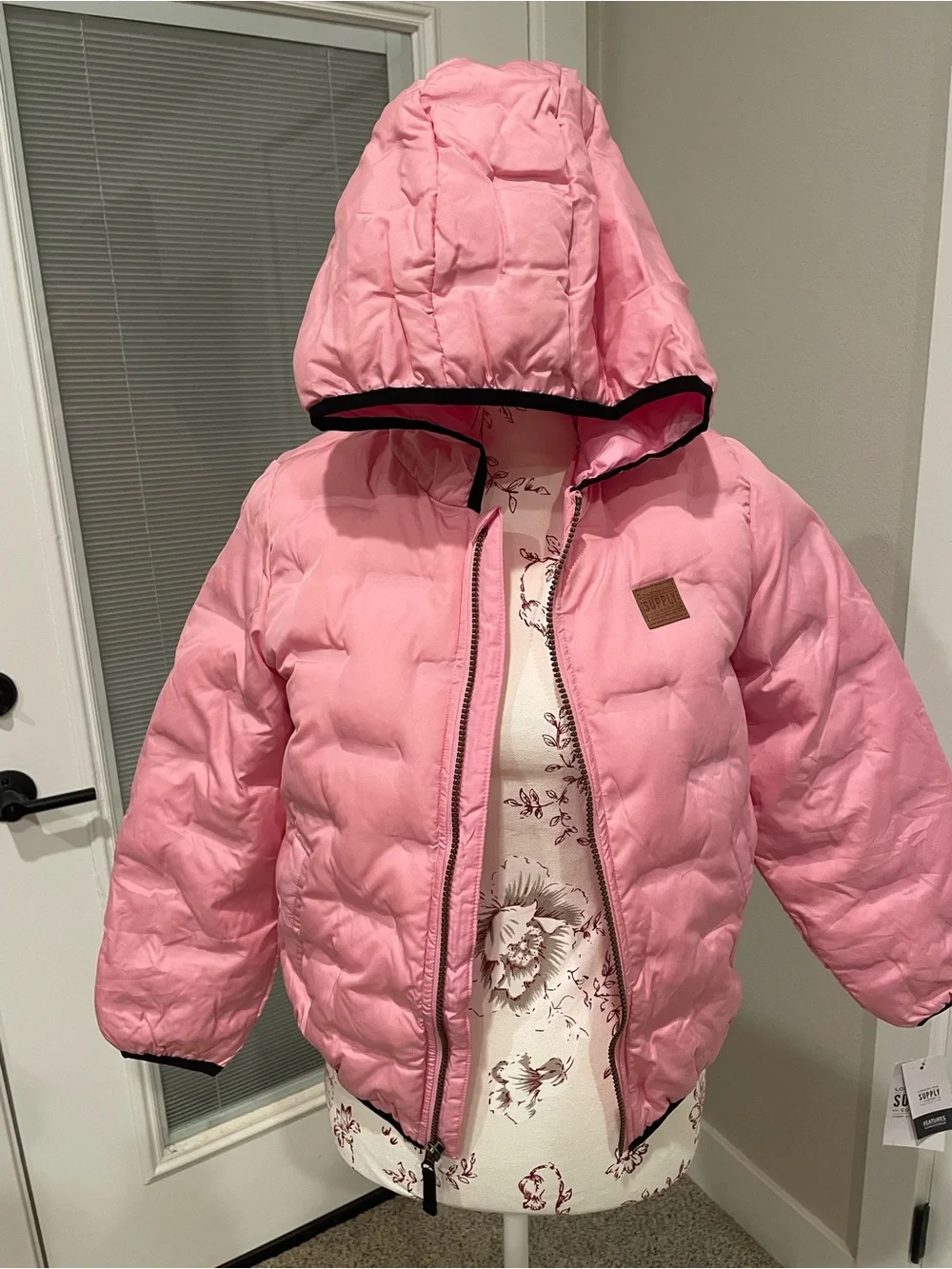 London Fog Girls' Bubble Pink Hooded Puffer Jacket